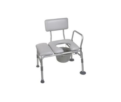 Picture of Drive Medical 12005KDC-1 Transfer Bench Commode Chair for Toilet with Padded Seat, Gray