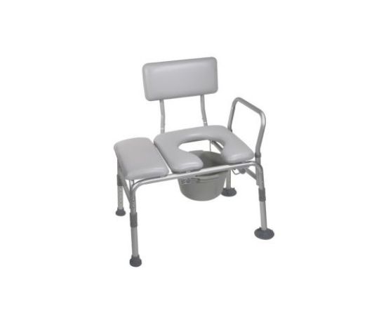 Picture of Drive Medical 12005KDC-1 Transfer Bench Commode Chair for Toilet with Padded Seat, Gray